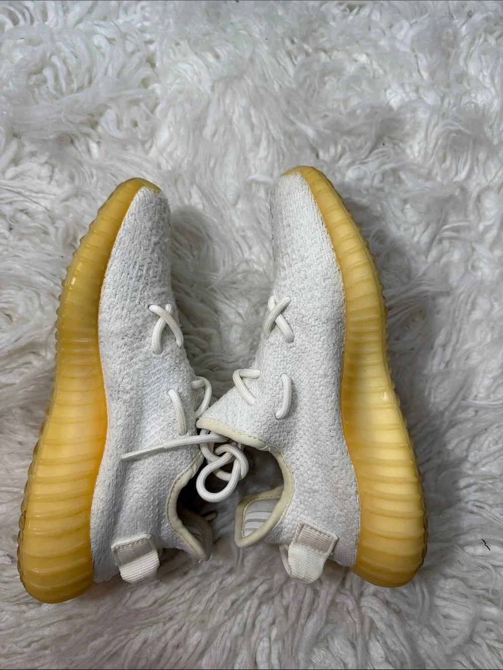 adidas Yeezy White Knit Sneakers with Cream Sole women’s Size 5 to 6